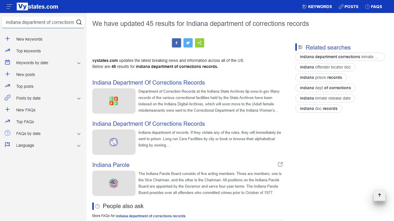 Search for: indiana department of corrections records | VyStates.com