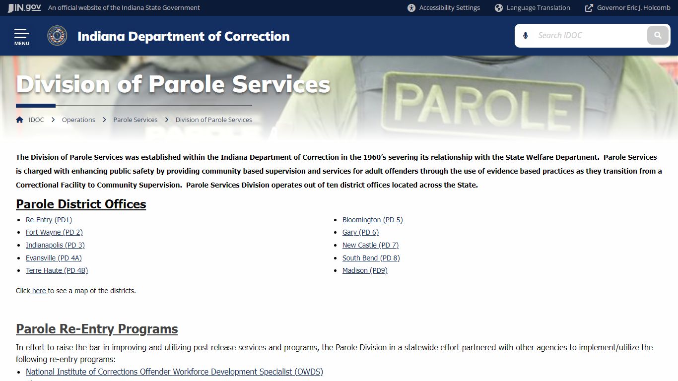 Division of Parole Services - IDOC